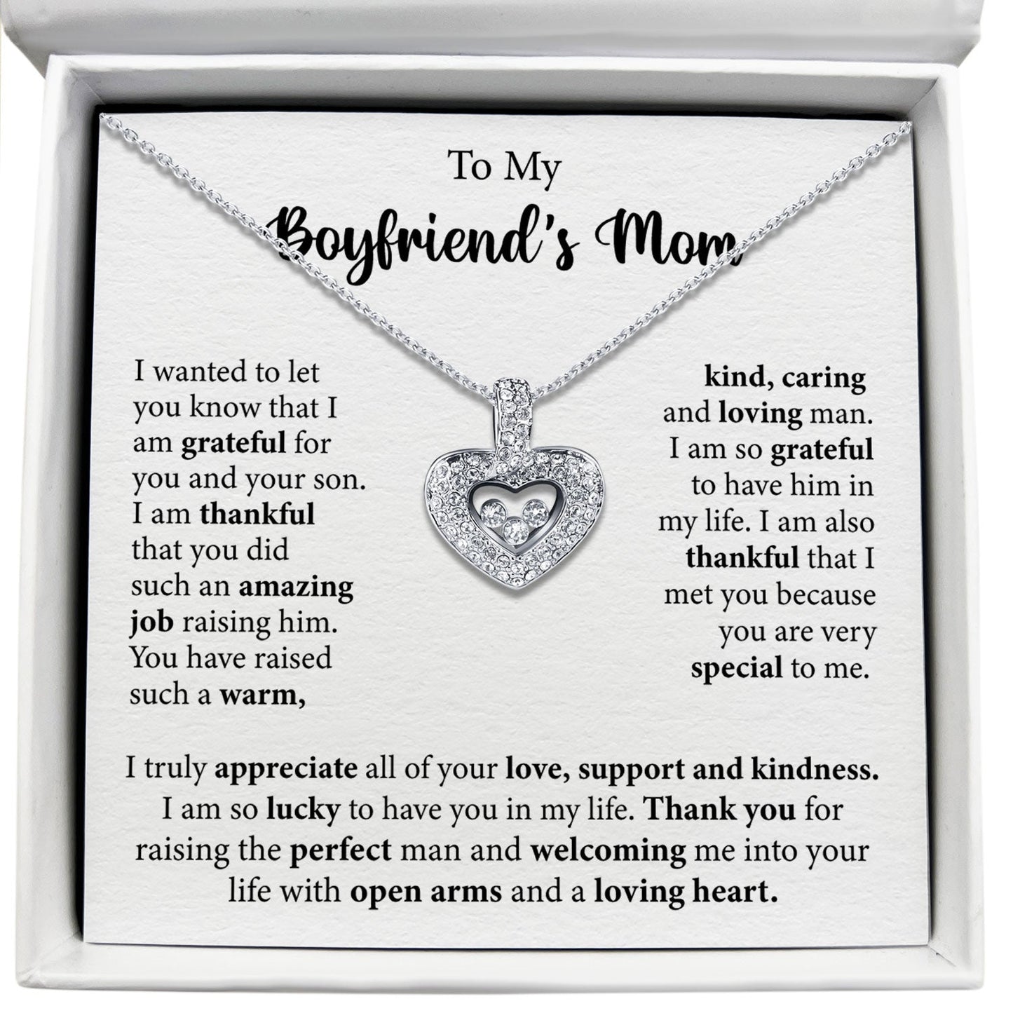 To My Boyfriend's Mom - You Did Such An Amazing Job Raising Him - Tryndi Floating Heart Necklace Elsy Style Necklaces