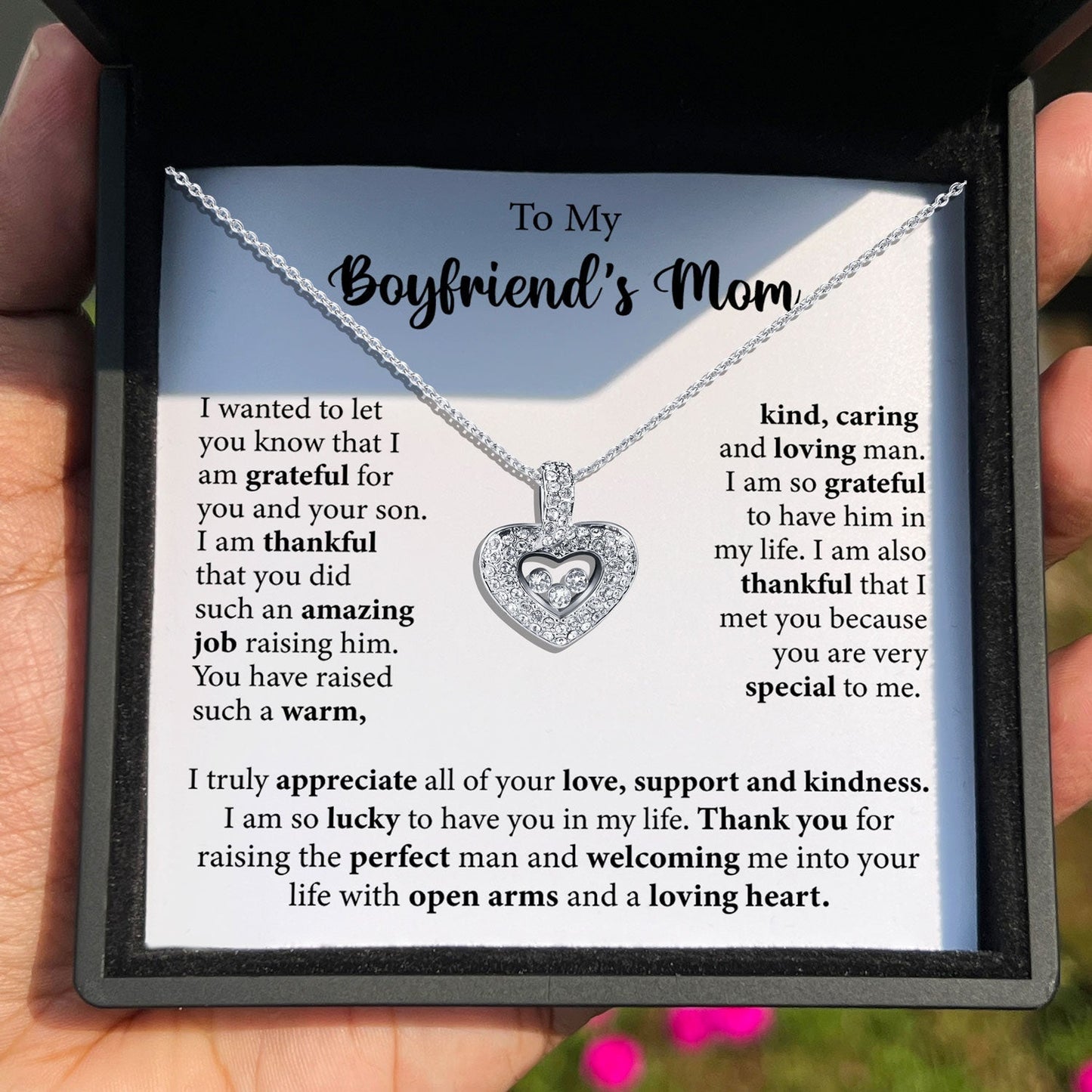 To My Boyfriend's Mom - You Did Such An Amazing Job Raising Him - Tryndi Floating Heart Necklace Elsy Style Necklaces