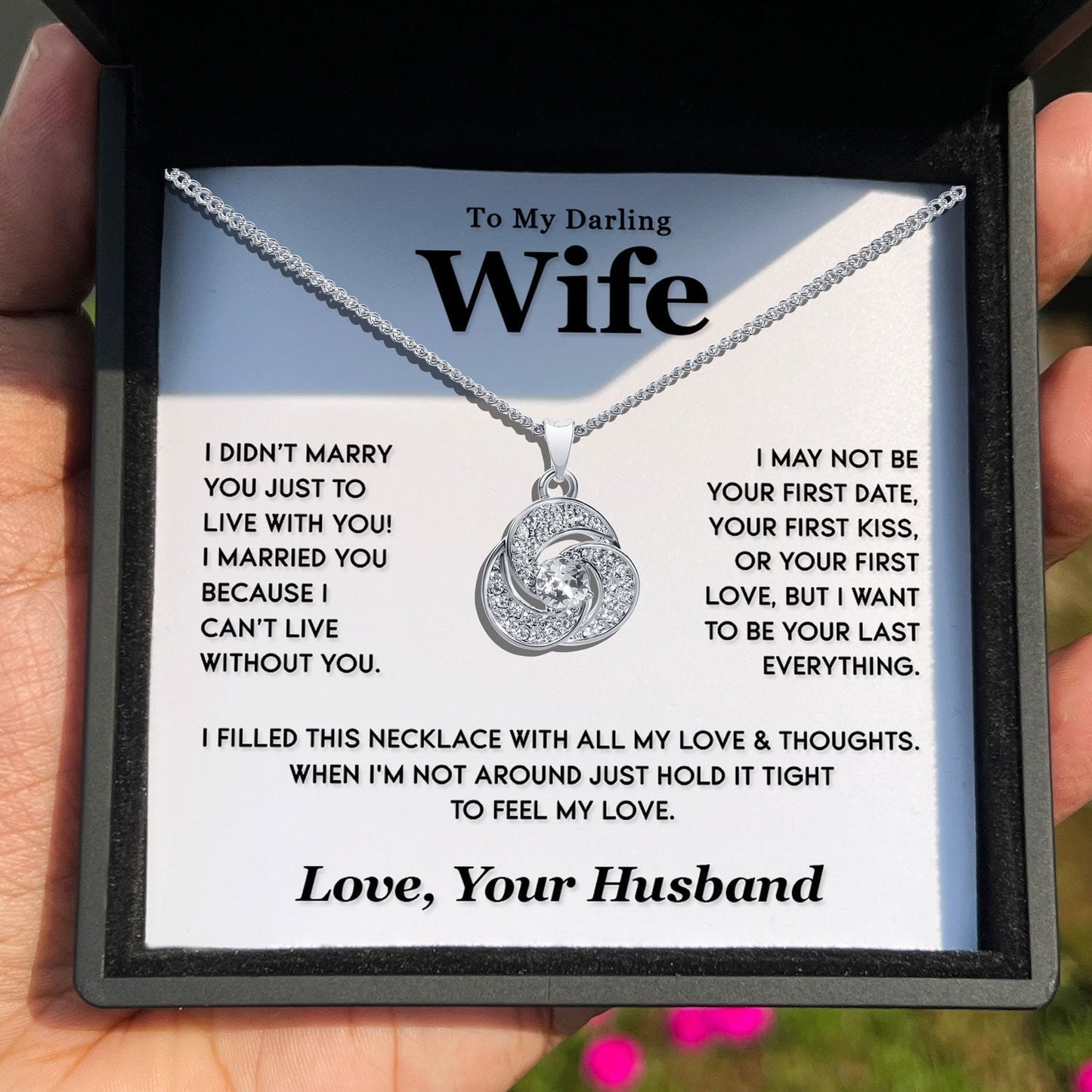 To My Darling Wife - I Want To Be Your Last Everything - Tryndi Love Knot Necklace Elsy Style Necklaces