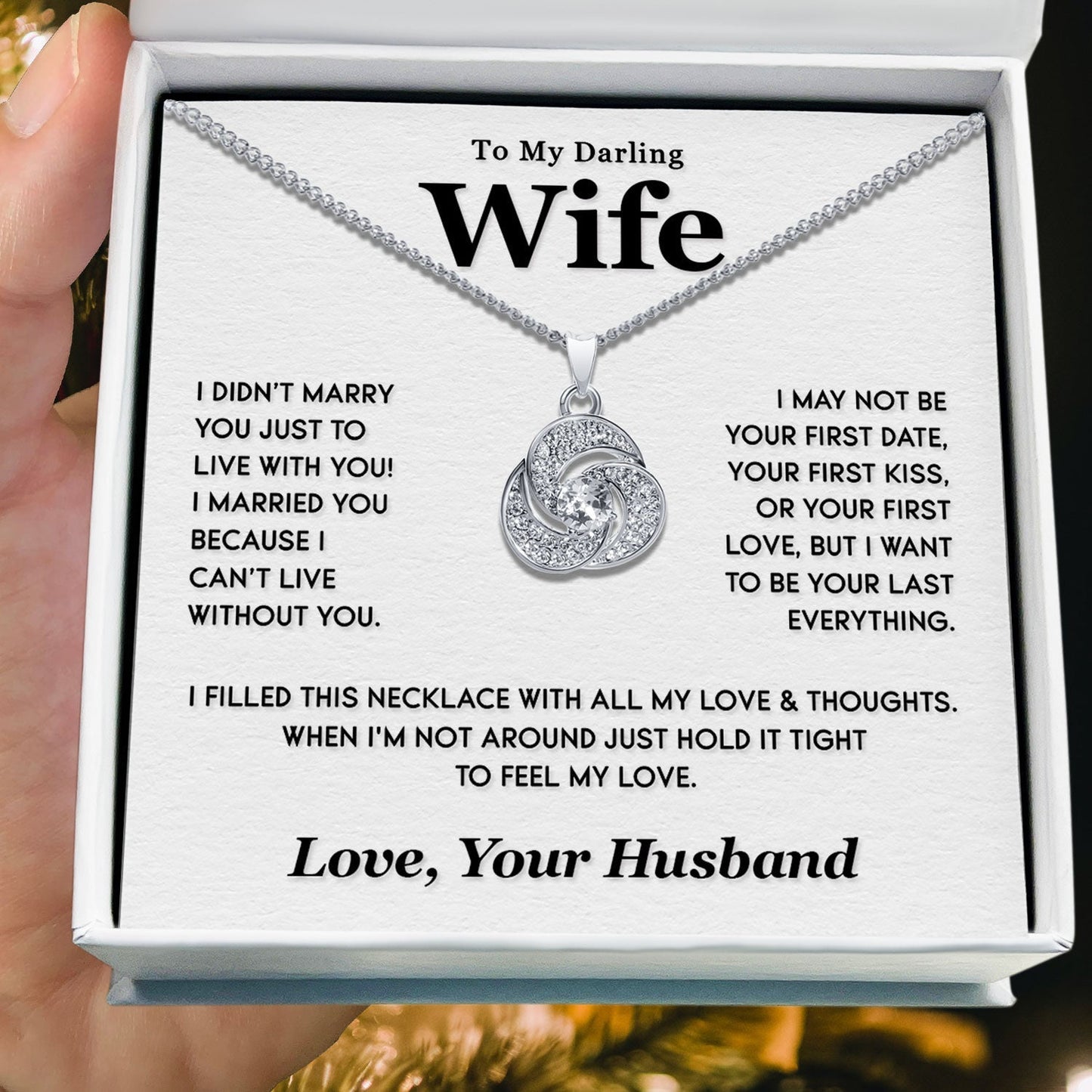 To My Darling Wife - I Want To Be Your Last Everything - Tryndi Love Knot Necklace Elsy Style Necklaces