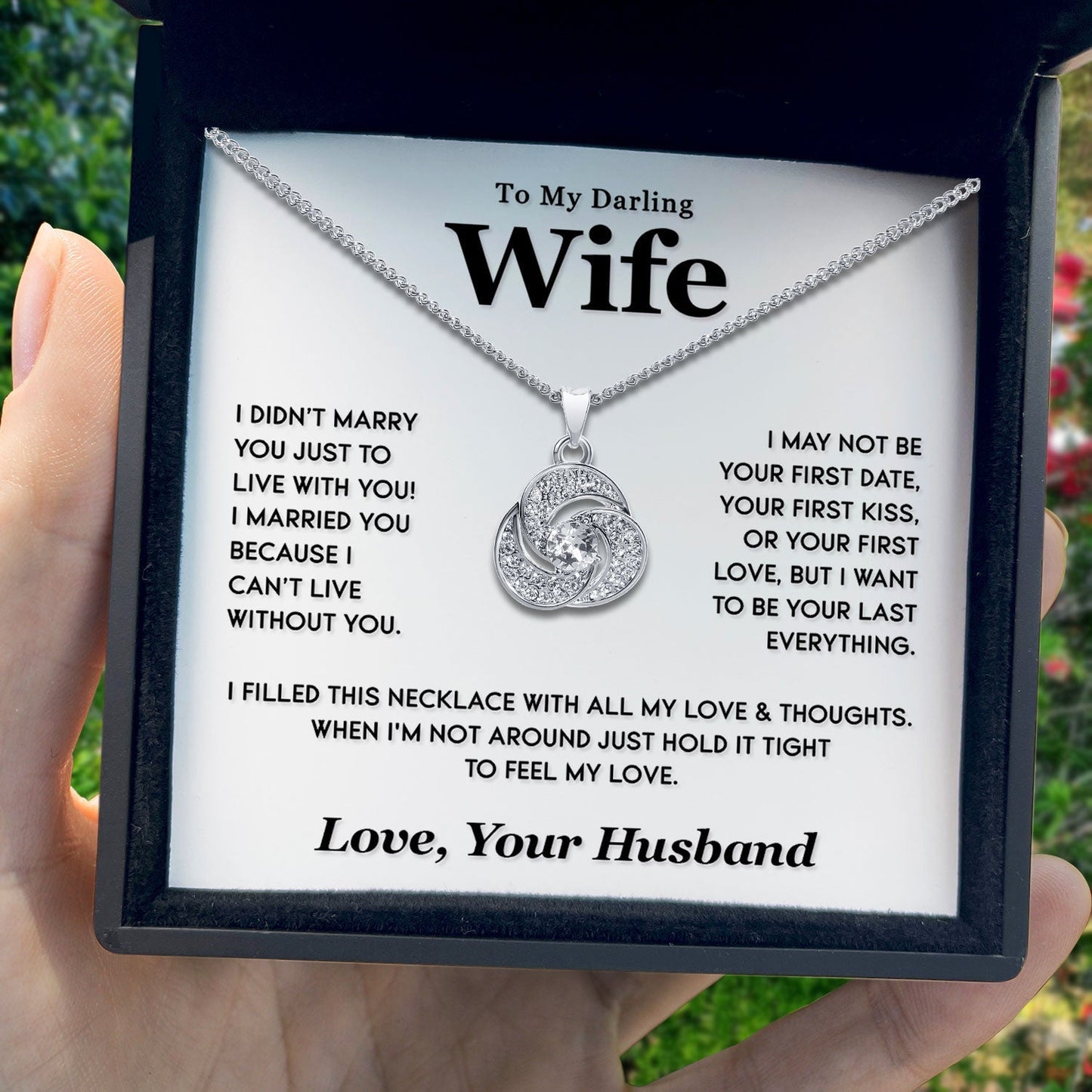 To My Darling Wife - I Want To Be Your Last Everything - Tryndi Love Knot Necklace Elsy Style Necklaces