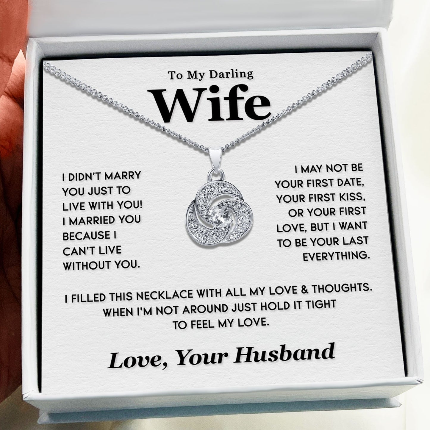 To My Darling Wife - I Want To Be Your Last Everything - Tryndi Love Knot Necklace Elsy Style Necklaces