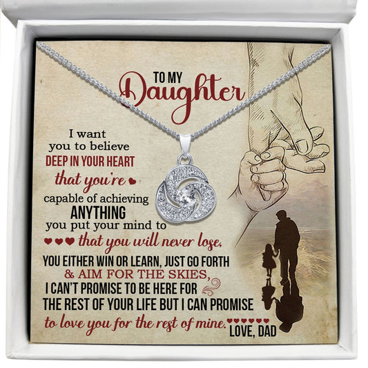 To My Daughter - I Can Promise to Love You For The Rest Of Mine - Tryndi Love Knot Necklace Elsy Style Necklaces