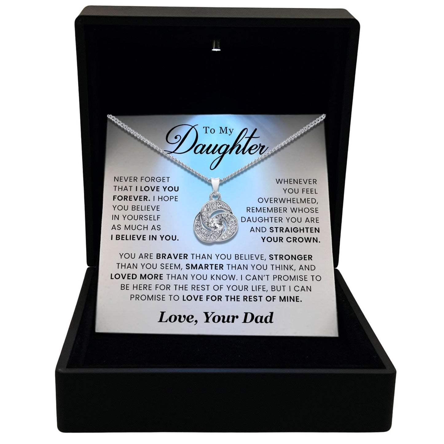 To My Daughter - Never Forget That I Love You - Tryndi Love Knot Necklace Elsy Style Necklaces