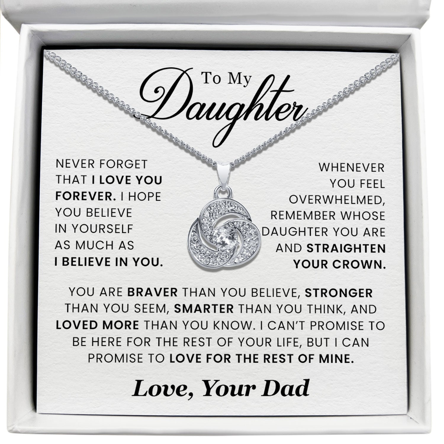 To My Daughter - Never Forget That I Love You - Tryndi Love Knot Necklace Elsy Style Necklaces