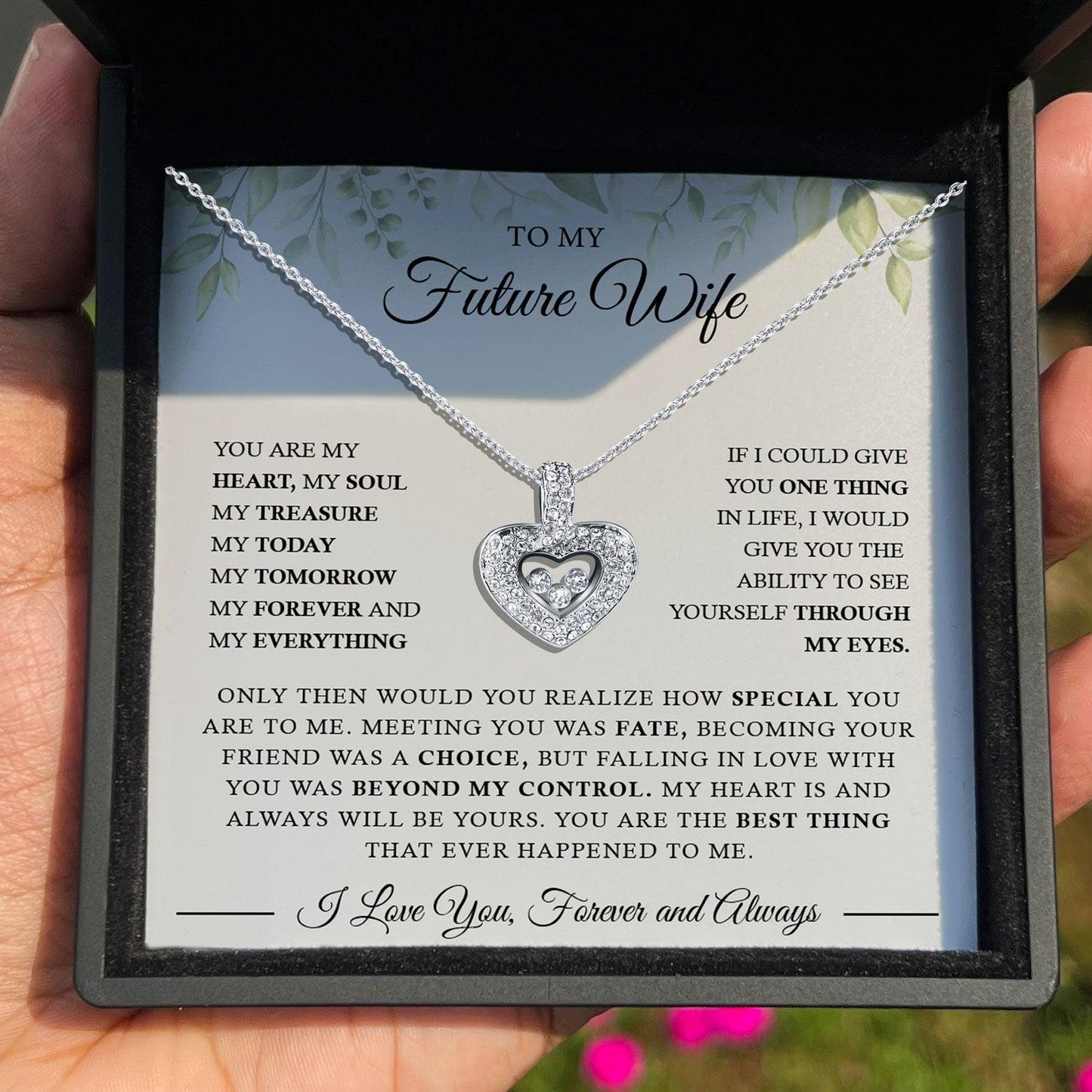 To My Future Wife - Meeting You Was Fate, Becoming Your Friend Was A Choice - Tryndi Floating Heart Necklace Elsy Style Necklaces