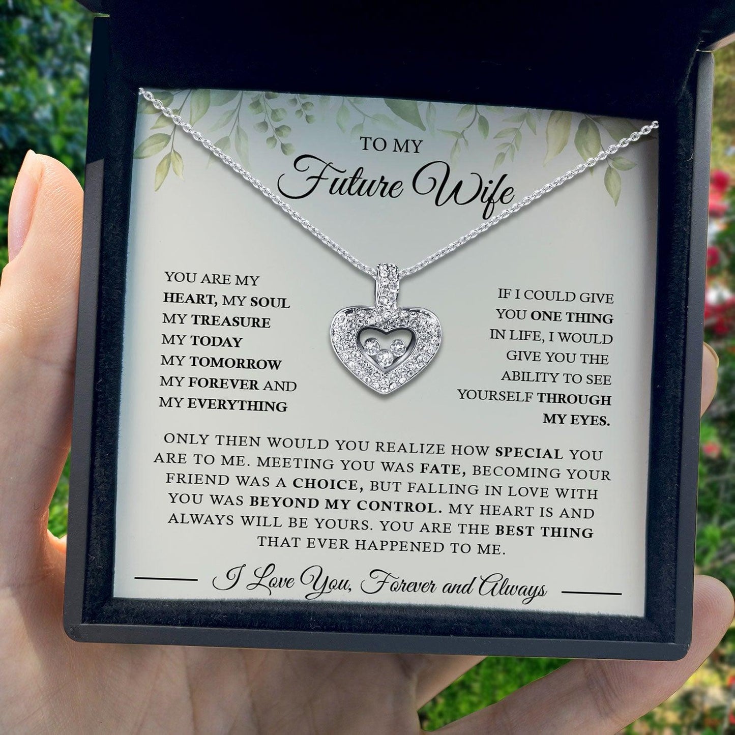 To My Future Wife - Meeting You Was Fate, Becoming Your Friend Was A Choice - Tryndi Floating Heart Necklace Elsy Style Necklaces