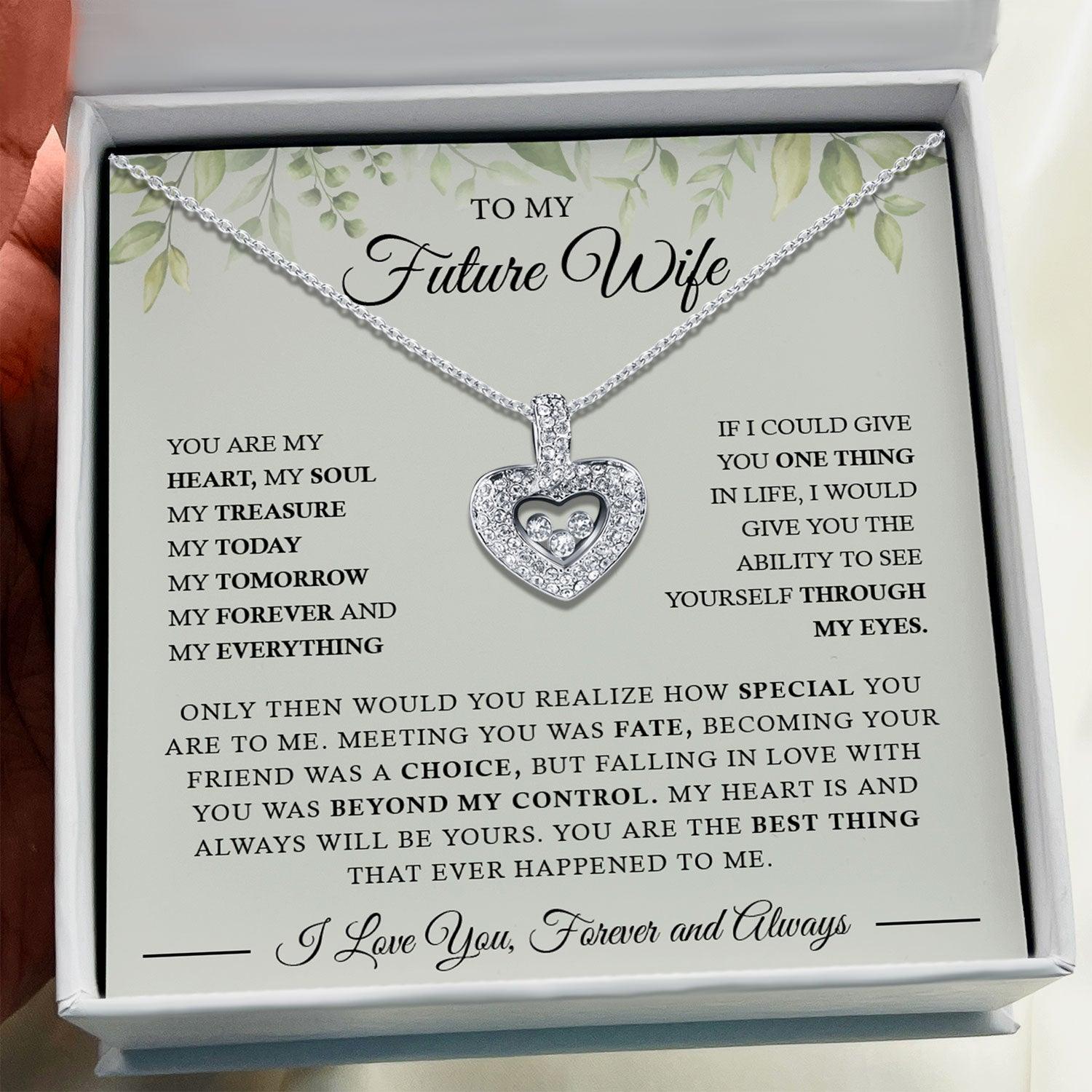 To My Future Wife - Meeting You Was Fate, Becoming Your Friend Was A Choice - Tryndi Floating Heart Necklace Elsy Style Necklaces