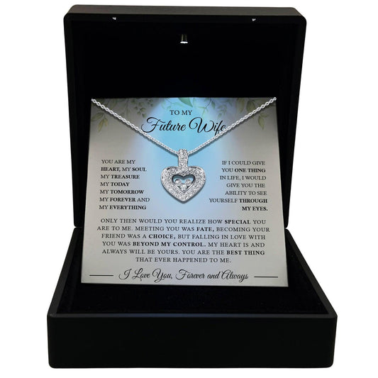 To My Future Wife - Meeting You Was Fate, Becoming Your Friend Was A Choice - Tryndi Floating Heart Necklace Elsy Style Necklaces