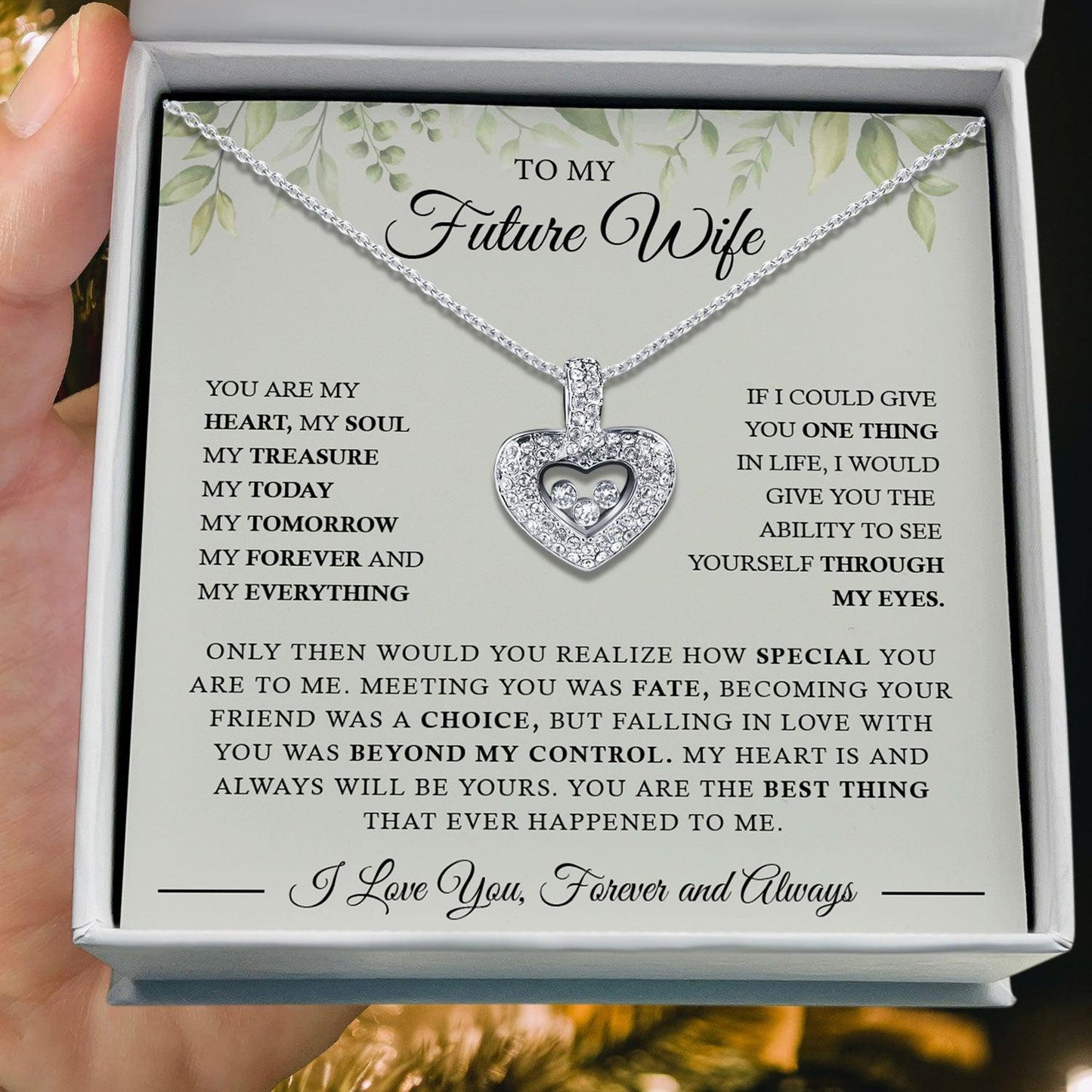 To My Future Wife - Meeting You Was Fate, Becoming Your Friend Was A Choice - Tryndi Floating Heart Necklace Elsy Style Necklaces