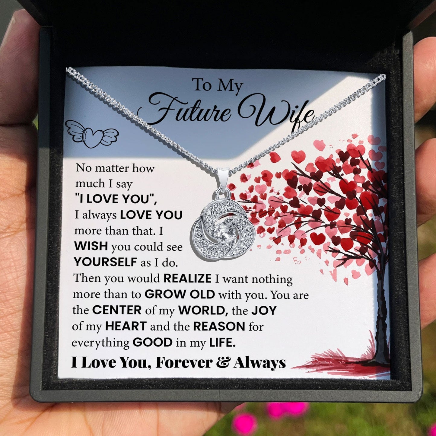 To My Future Wife - You Are The Center of My World - Tryndi Love Knot Necklace Elsy Style Necklaces