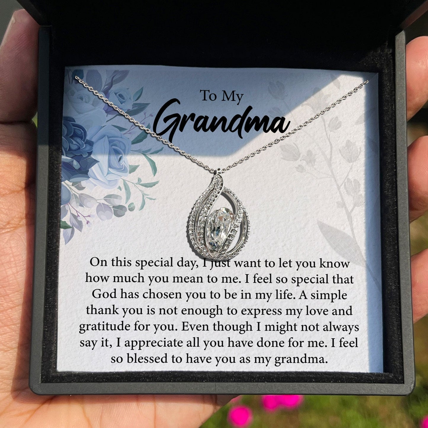 To My Grandma - I Appreciate All You Have Done For Me - Orbital Birdcage Necklace Elsy Style Necklaces