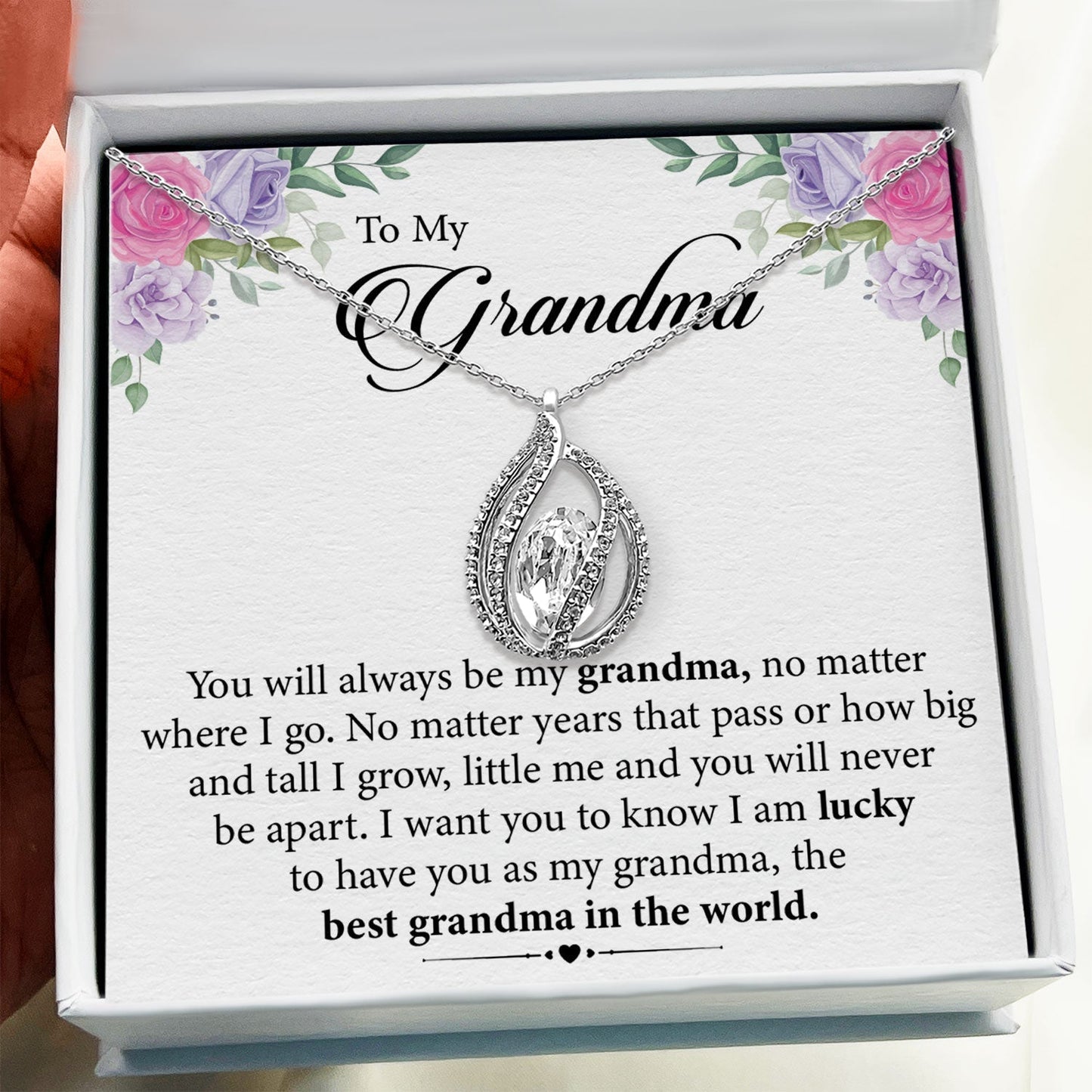 To My Grandma - You Will Always Be My Grandma - Orbital Birdcage Necklace Elsy Style Necklaces