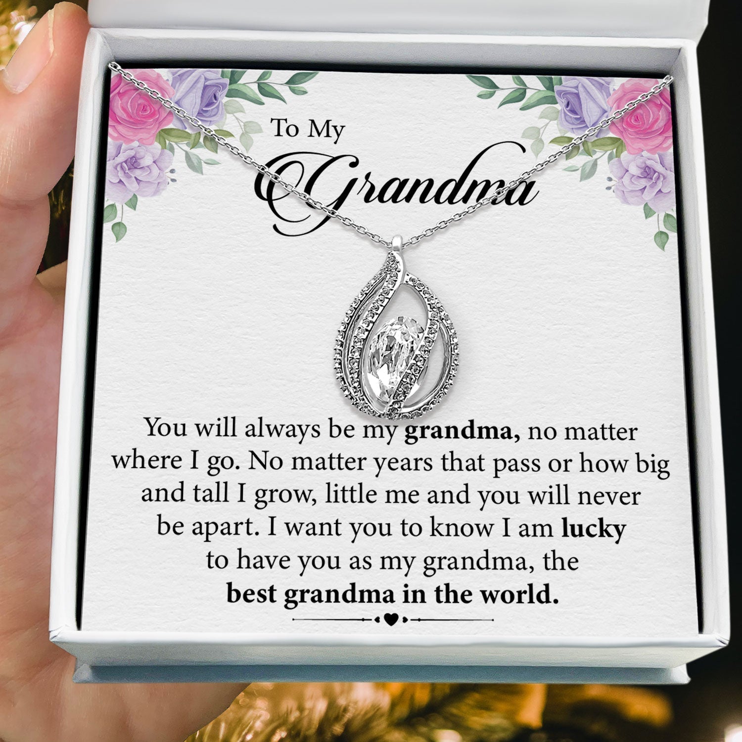 To My Grandma - You Will Always Be My Grandma - Orbital Birdcage Necklace Elsy Style Necklaces