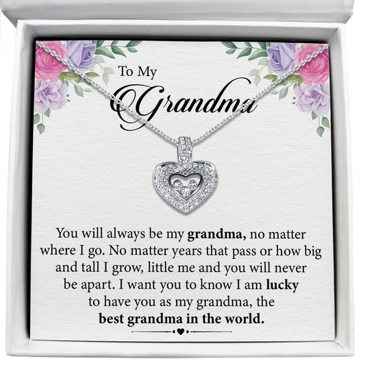 To My Grandma - You Will Never Be Apart - Tryndi Floating Heart Necklace Elsy Style Necklaces