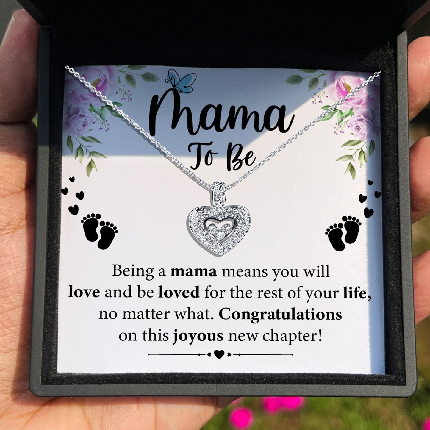 To My Mama To Be - Be Loved For The Rest of Your Life - Tryndi Floating Heart Necklace Elsy Style Necklaces