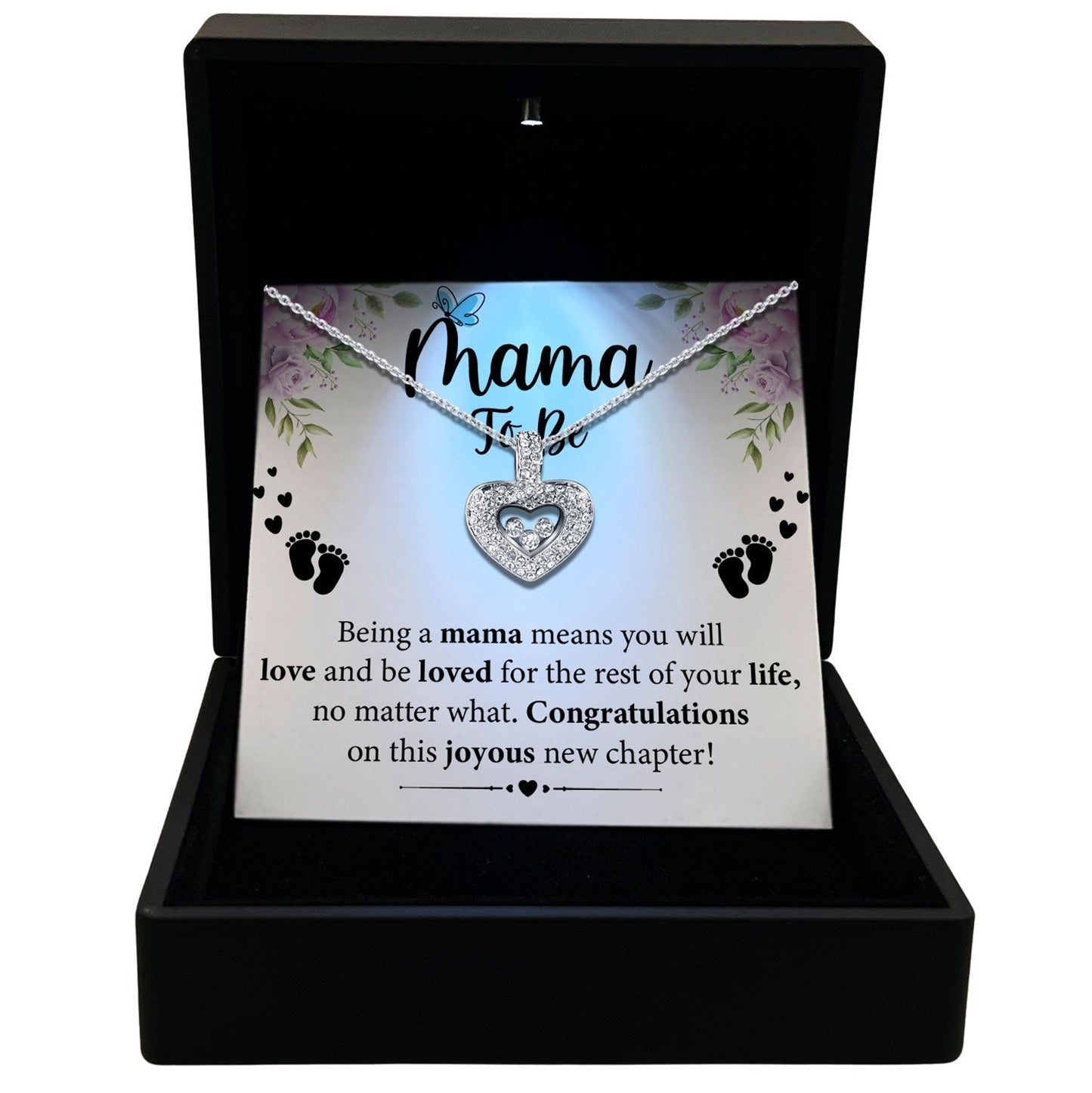 To My Mama To Be - Be Loved For The Rest of Your Life - Tryndi Floating Heart Necklace Elsy Style Necklaces