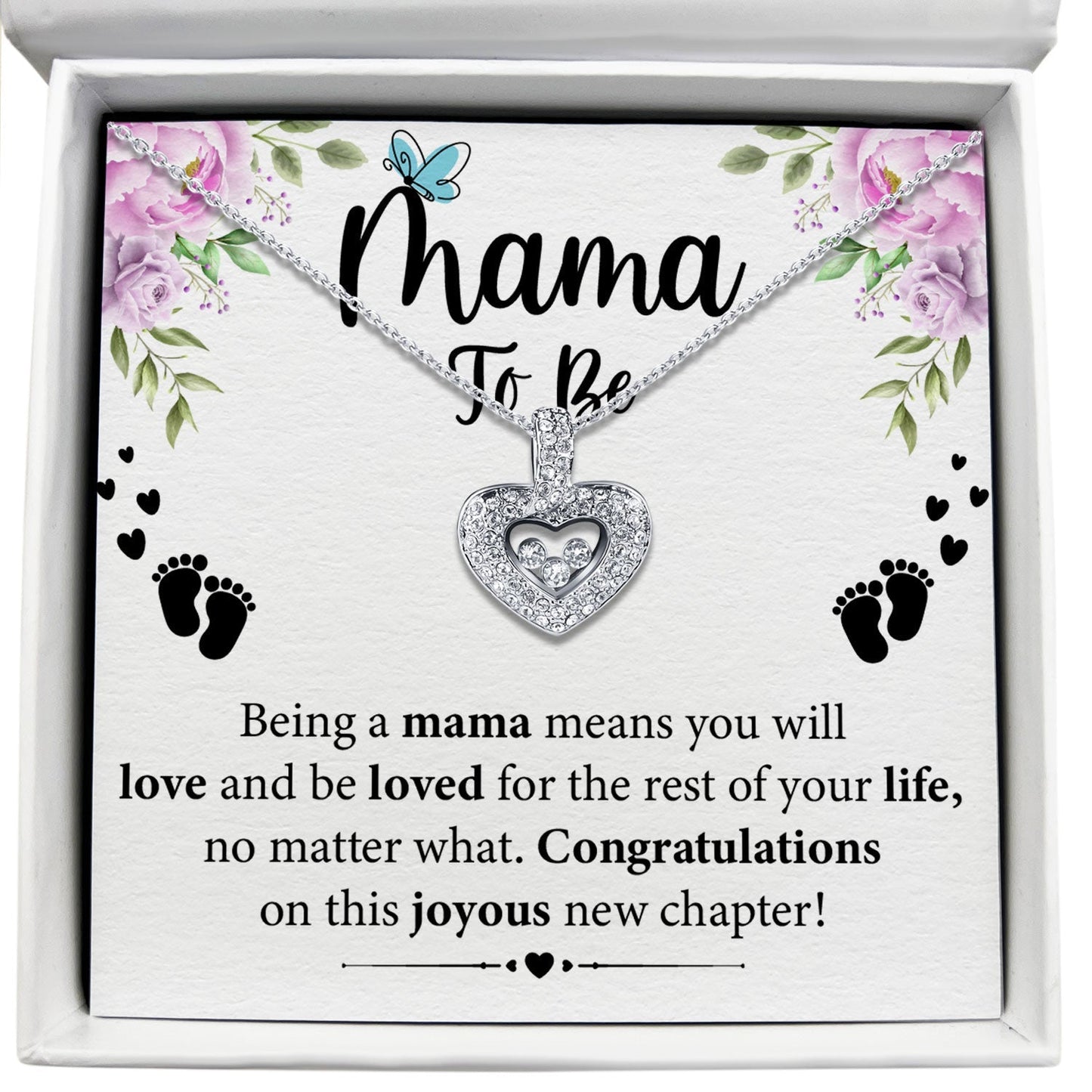 To My Mama To Be - Be Loved For The Rest of Your Life - Tryndi Floating Heart Necklace Elsy Style Necklaces