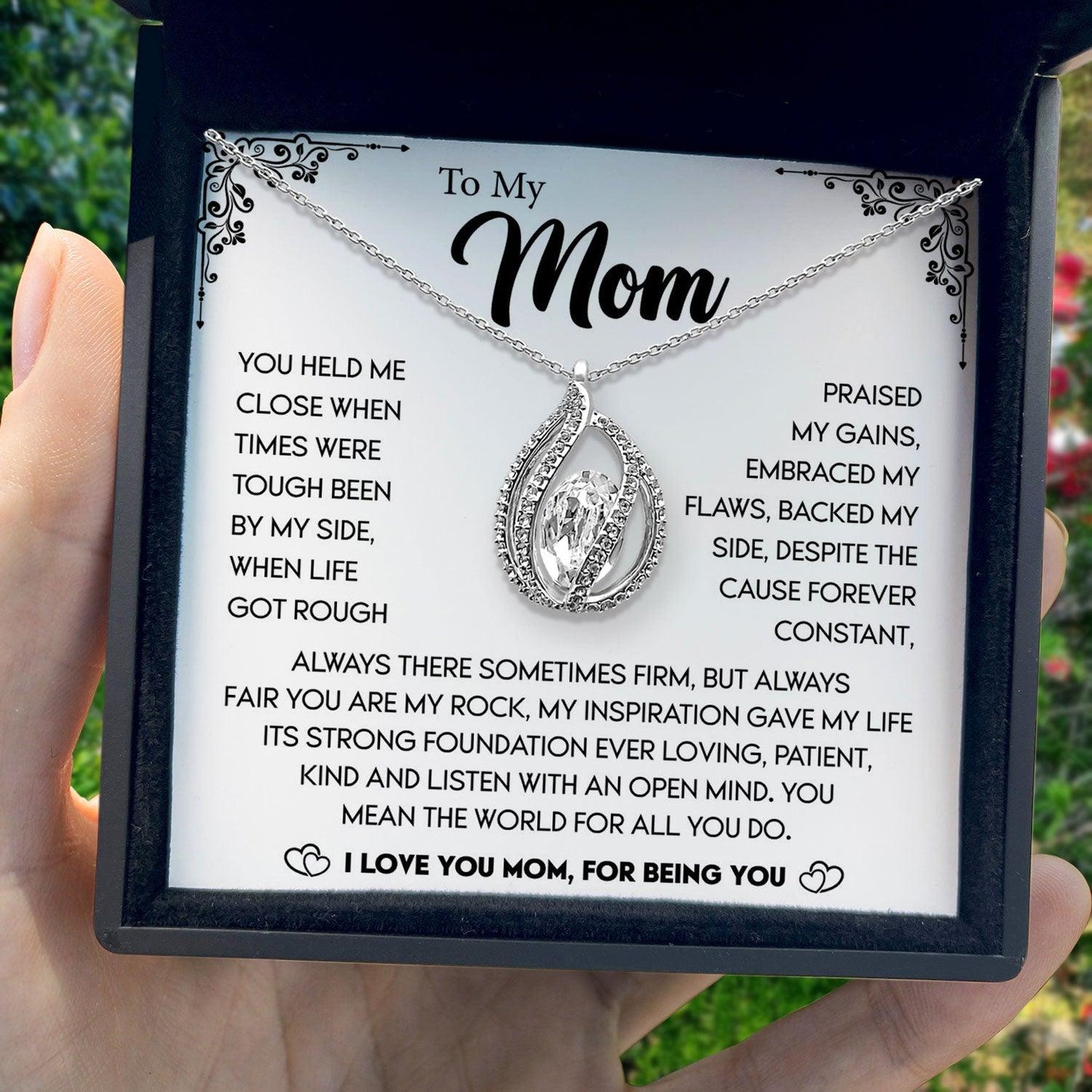 To My Mom - Always There Sometimes Firm, But Always Fair You Are My Rock - Orbital Birdcage Necklace Elsy Style Necklaces