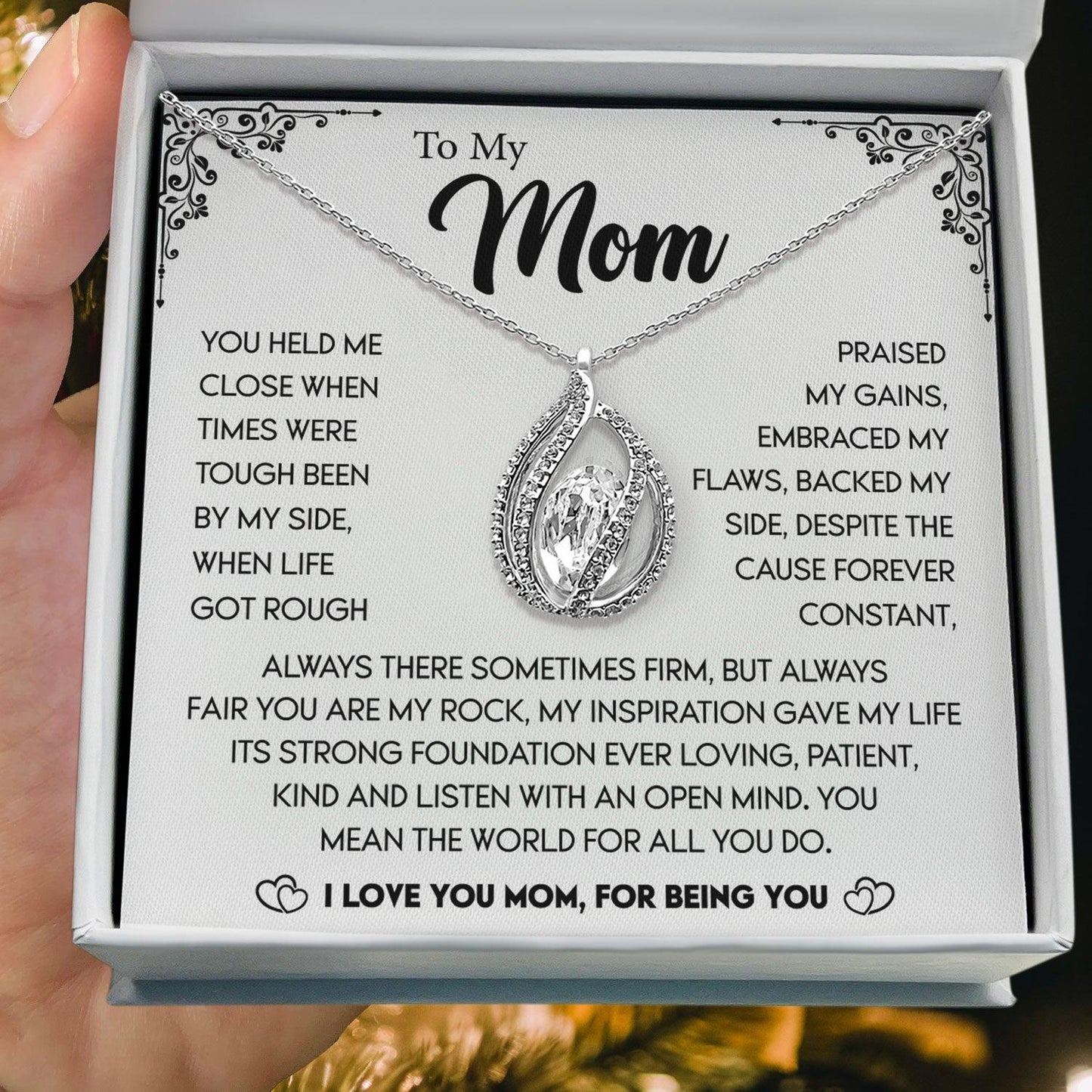 To My Mom - Always There Sometimes Firm, But Always Fair You Are My Rock - Orbital Birdcage Necklace Elsy Style Necklaces