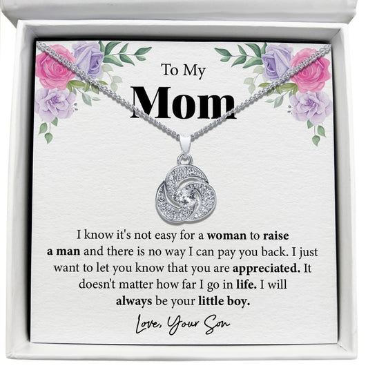 To My Mom - There Is No Way I Can Pay You Back - Tryndi Love Knot Necklace Elsy Style Necklaces