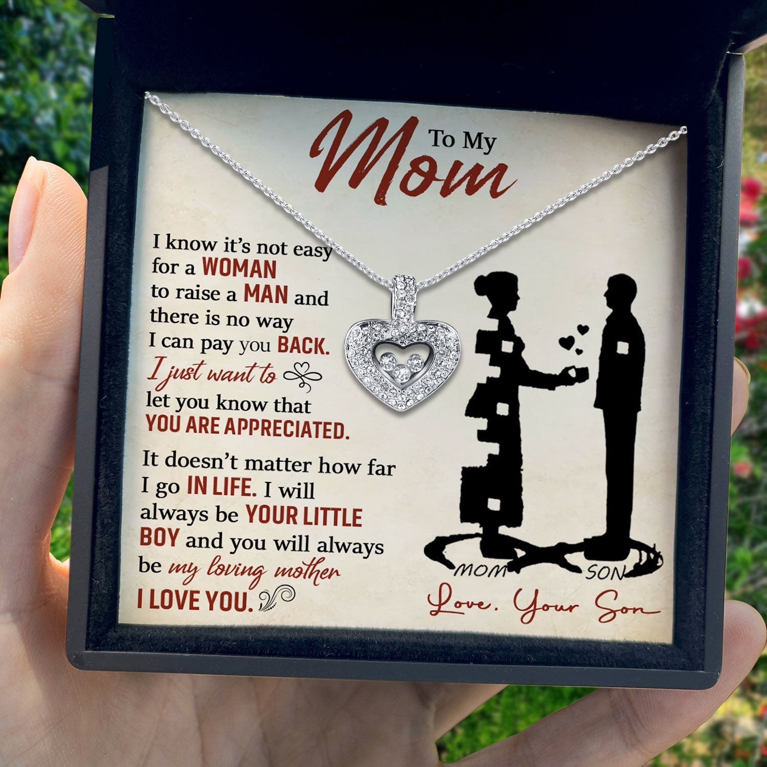 To My Mom - You Will Always Be My Loving Mom - Tryndi Floating Heart Necklace Elsy Style Necklaces