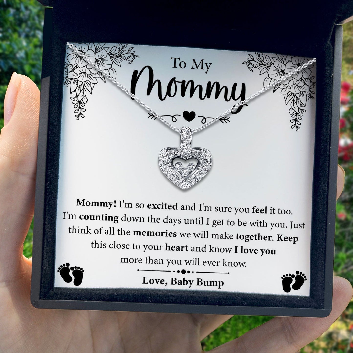 To My Mommy - I Love You - Tryndi Floating Heart Necklace Elsy Style Necklaces