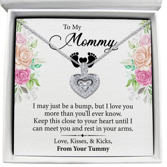 To My Mommy - I May Just Be a Bump, But I Love You - Tryndi Floating Heart Necklace Elsy Style Necklaces