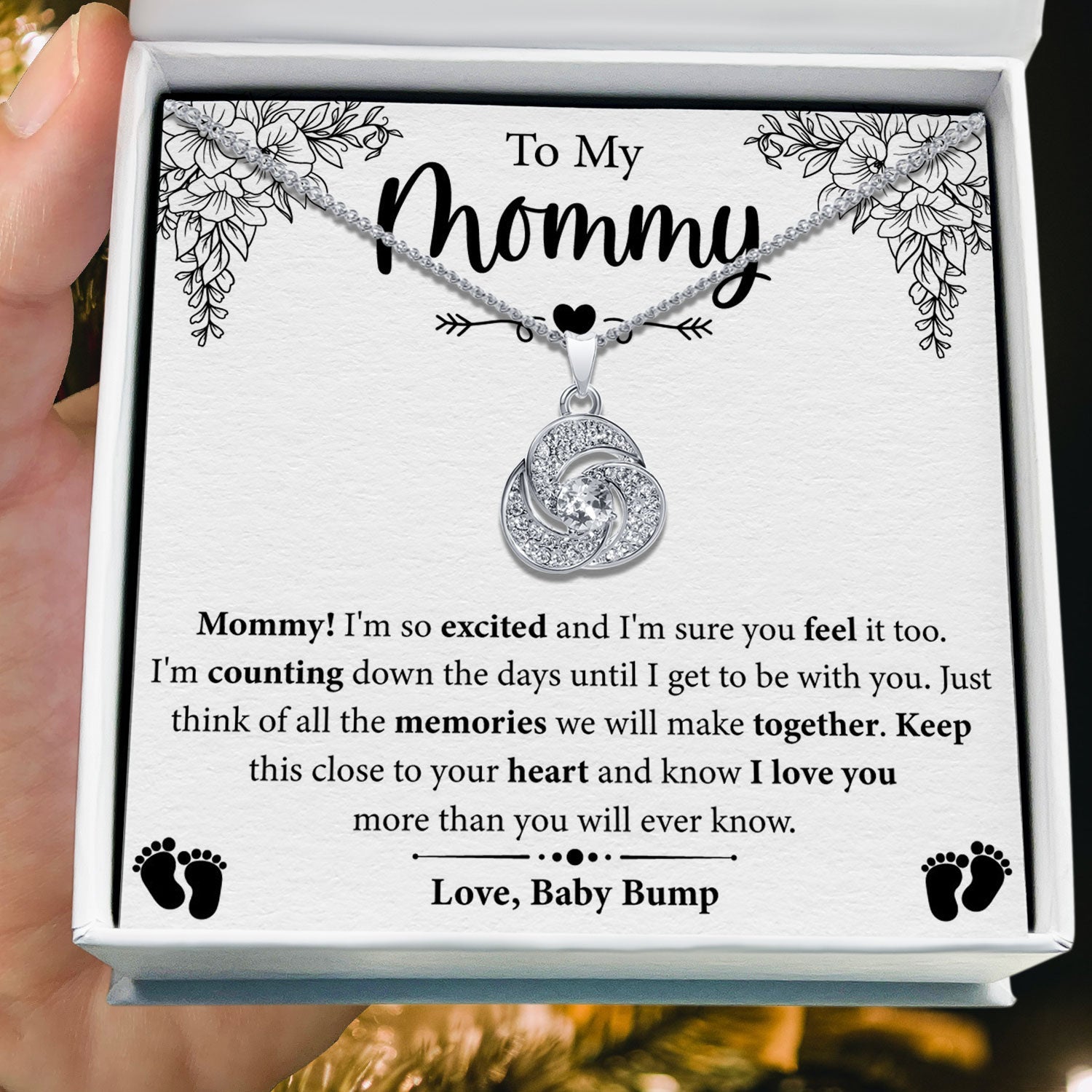 To My Mommy - Mommy! I'm So Excited & I'm Sure You Feel It Too - Tryndi Love Knot Necklace Elsy Style Necklaces