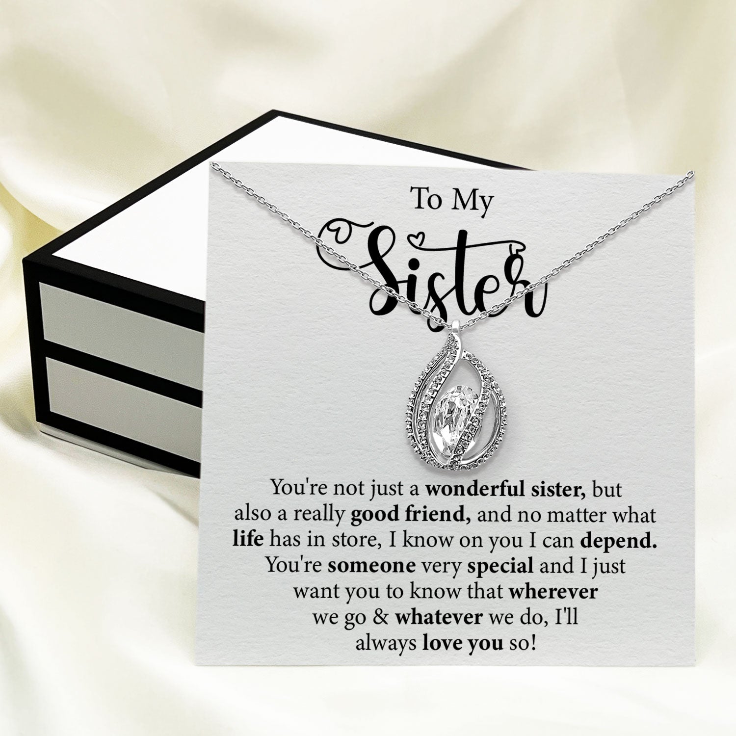 To My Sister - I Know On You I Can Depend - Orbital Birdcage Necklace Elsy Style Necklaces