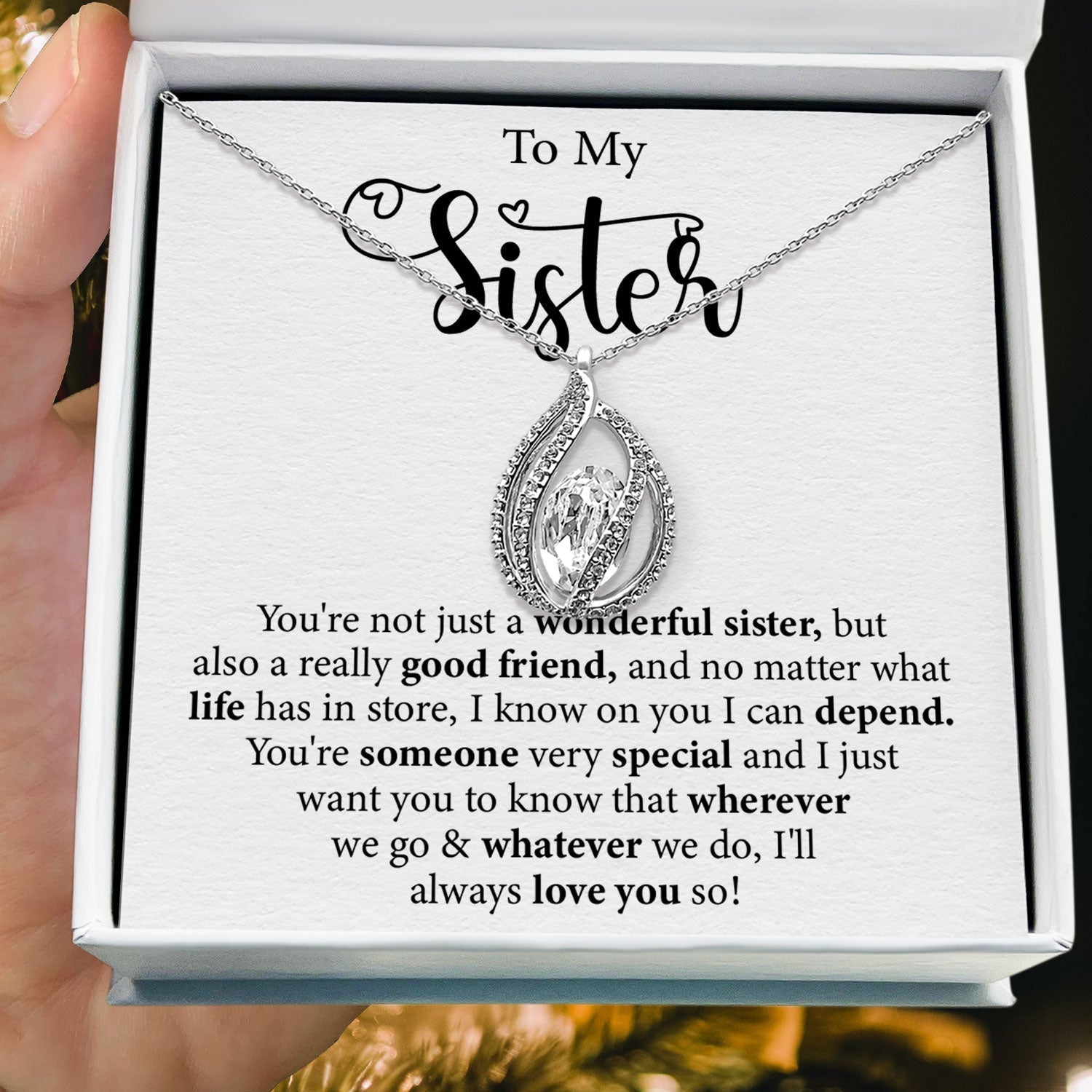 To My Sister - I Know On You I Can Depend - Orbital Birdcage Necklace Elsy Style Necklaces