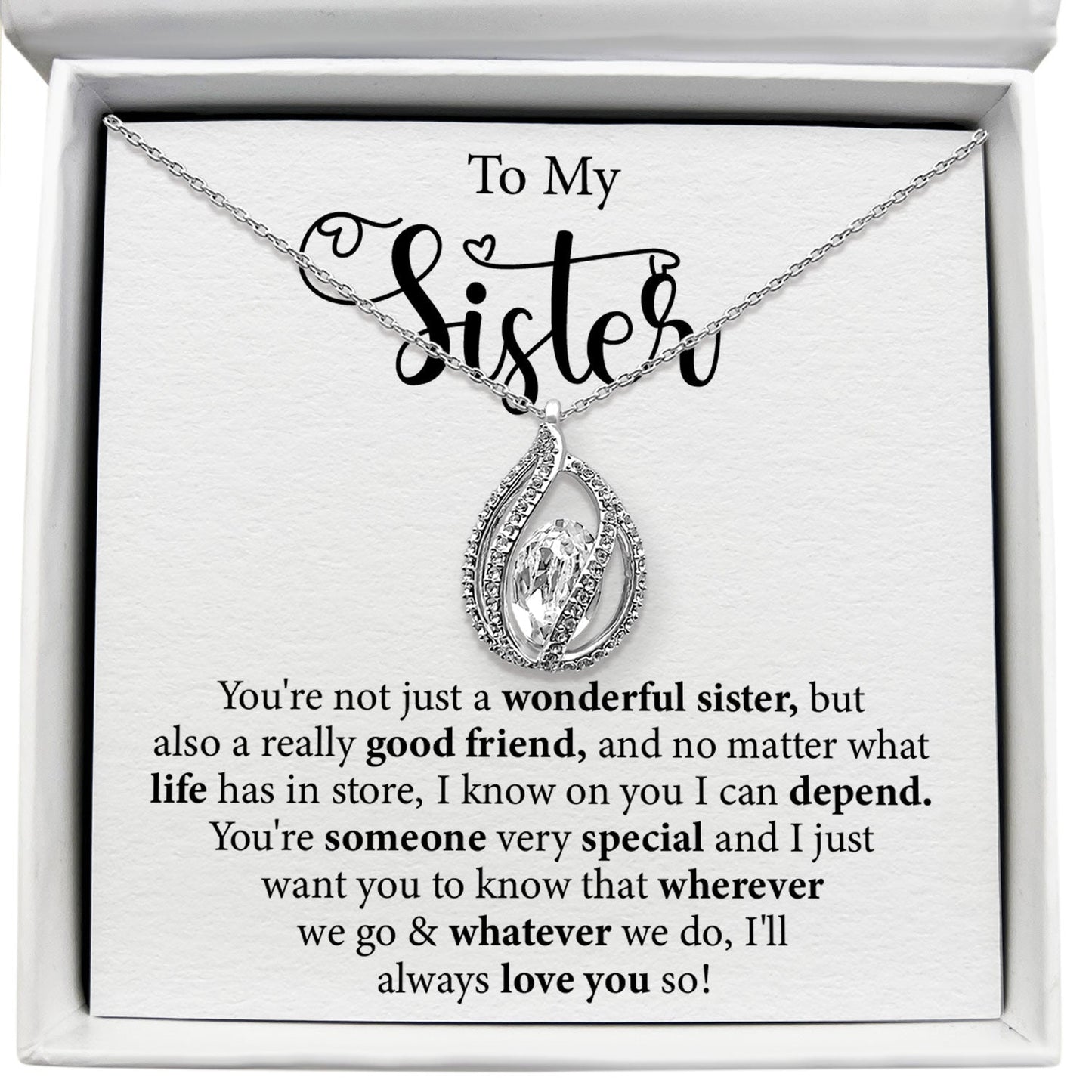 To My Sister - I Know On You I Can Depend - Orbital Birdcage Necklace Elsy Style Necklaces