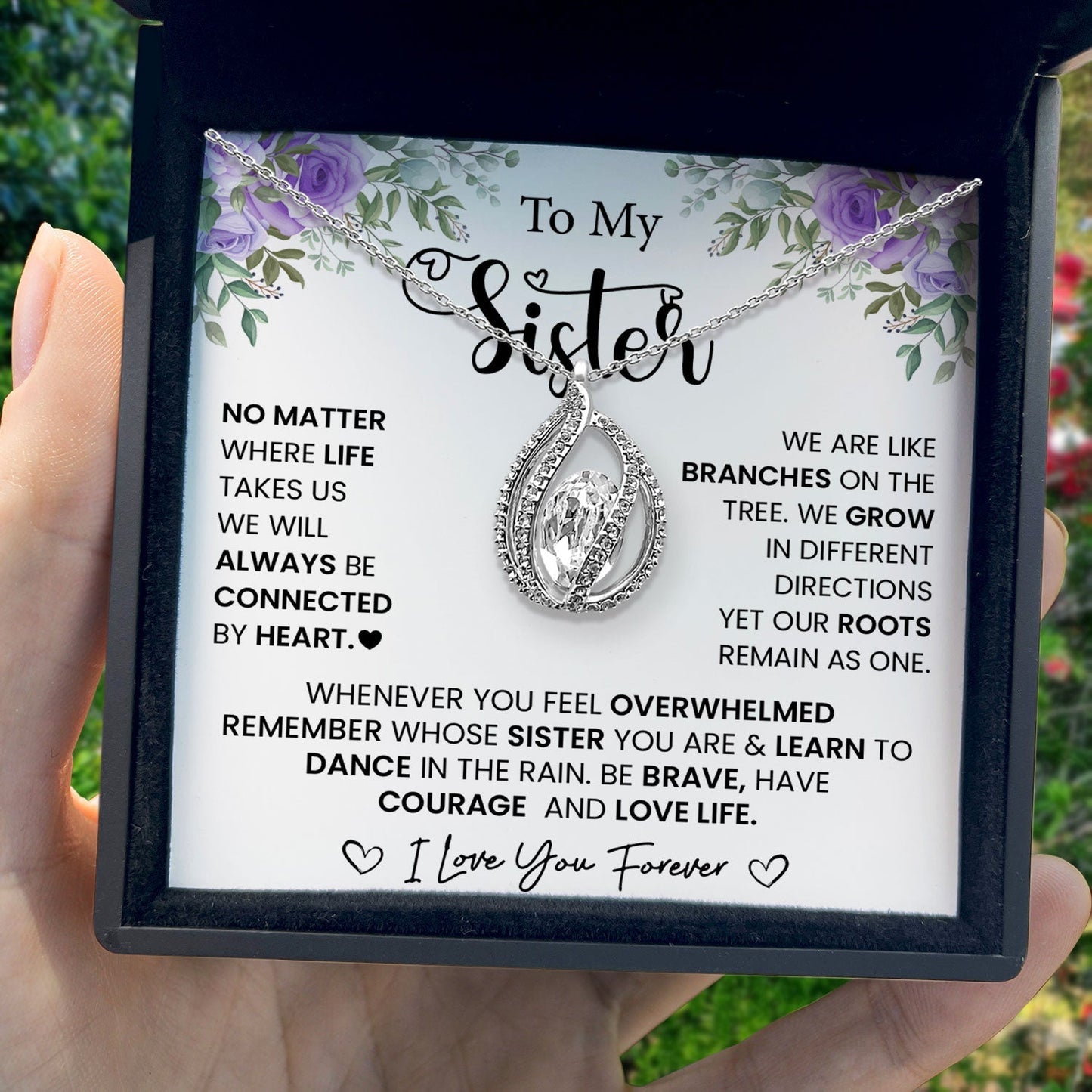 To My Sister - Our Roots Remain As One - Orbital Birdcage Necklace Elsy Style Necklaces