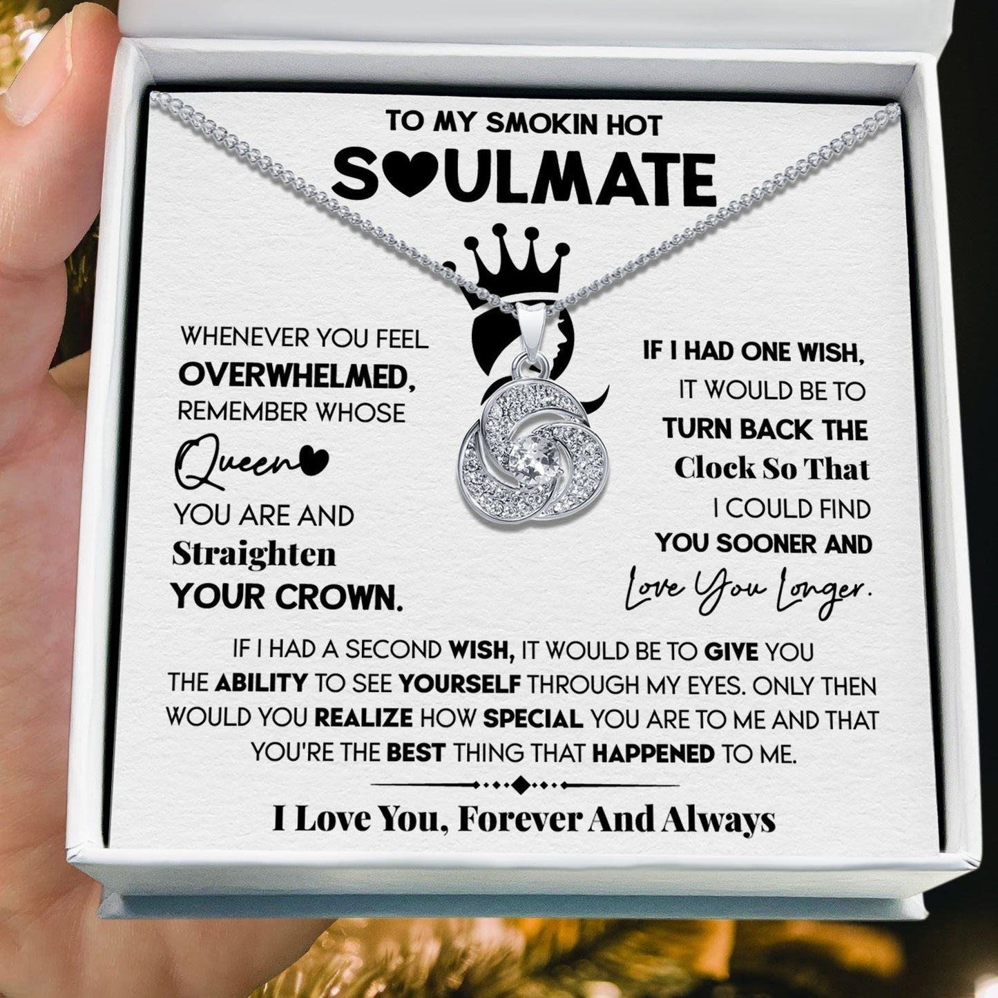 To My Smokin Hot Soulmate - I Love You Forever and Always - Tryndi Love Knot Necklace Elsy Style Necklaces