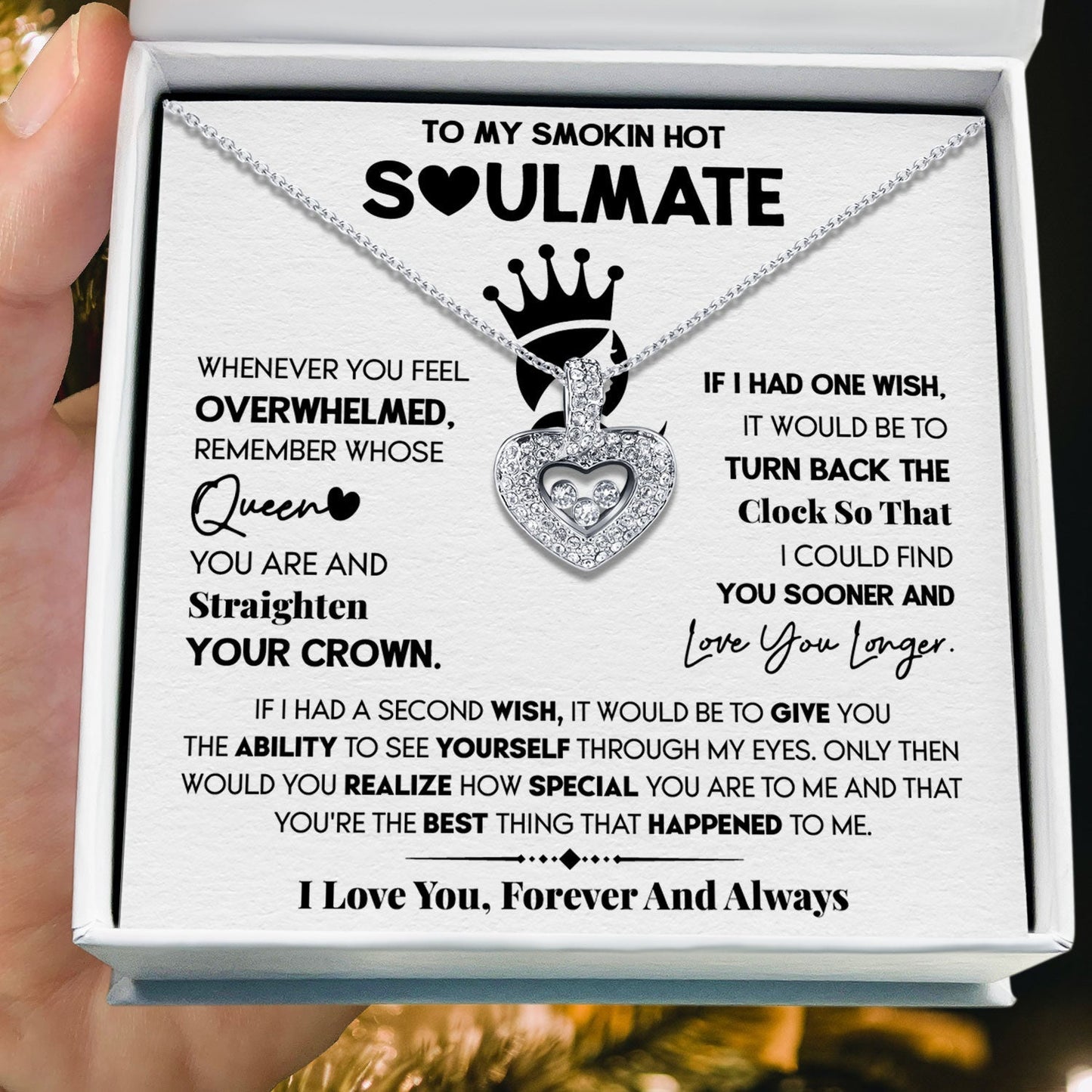 To My Smokin Hot Soulmate - Love You Longer - Tryndi Floating Heart Necklace Elsy Style Necklaces