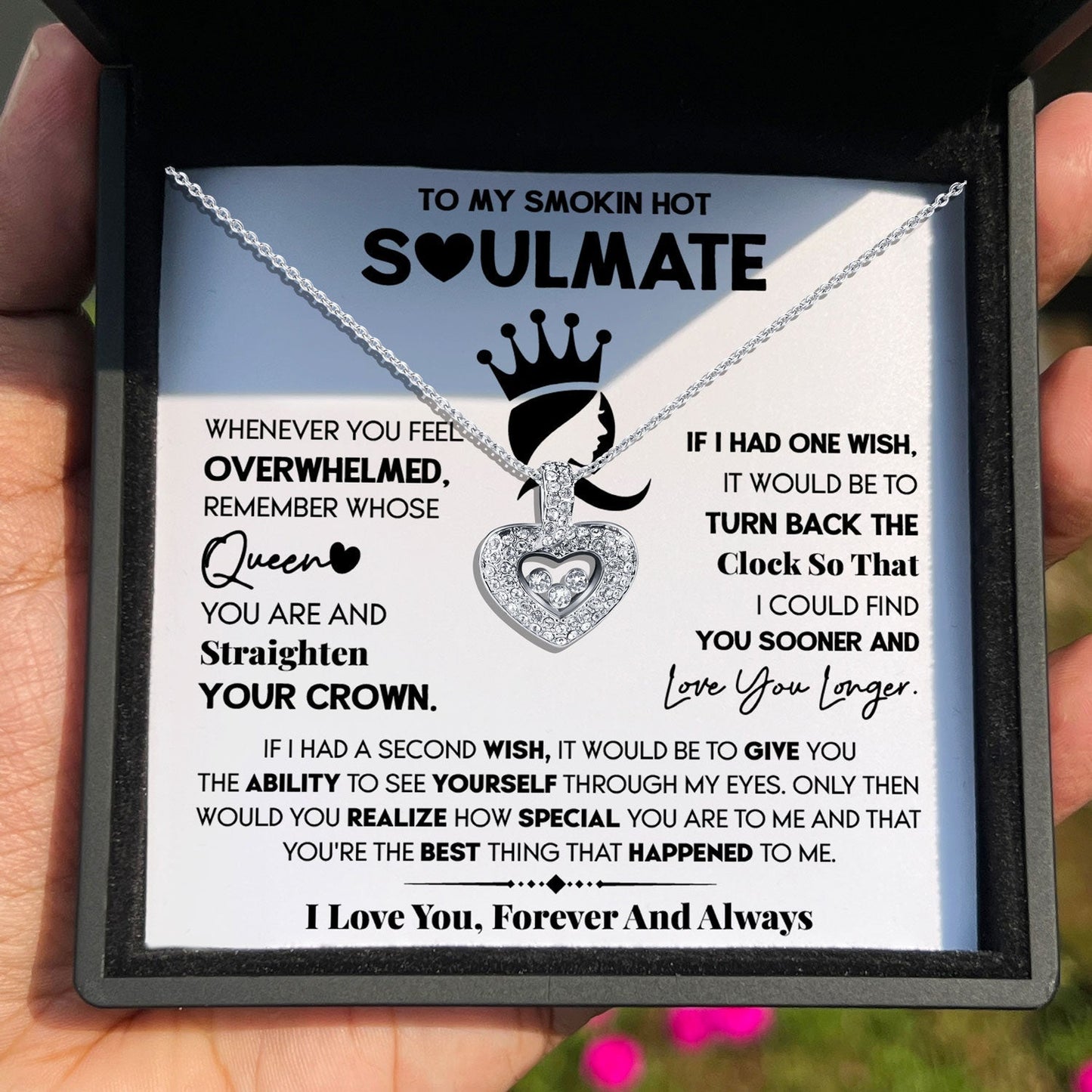 To My Smokin Hot Soulmate - Love You Longer - Tryndi Floating Heart Necklace Elsy Style Necklaces