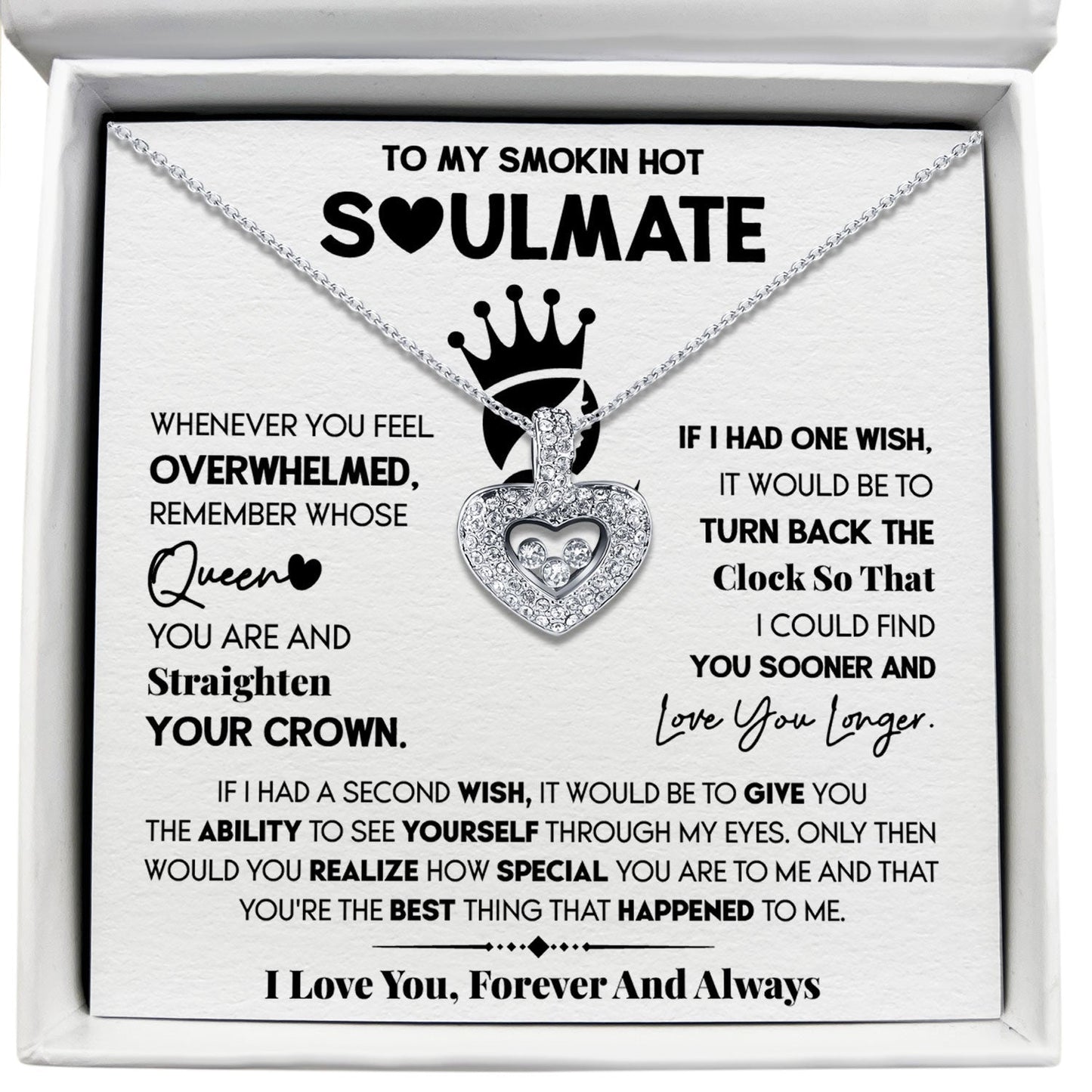 To My Smokin Hot Soulmate - Love You Longer - Tryndi Floating Heart Necklace Elsy Style Necklaces