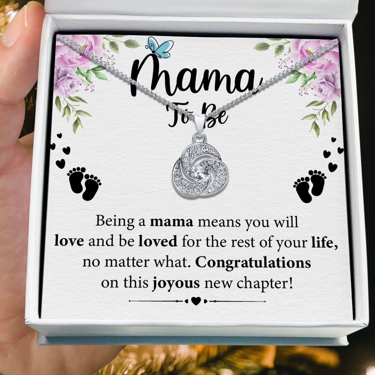 To My To Be Mama - Congratulations On This Joyous New Chapter - Tryndi Love Knot Necklace Elsy Style Necklaces