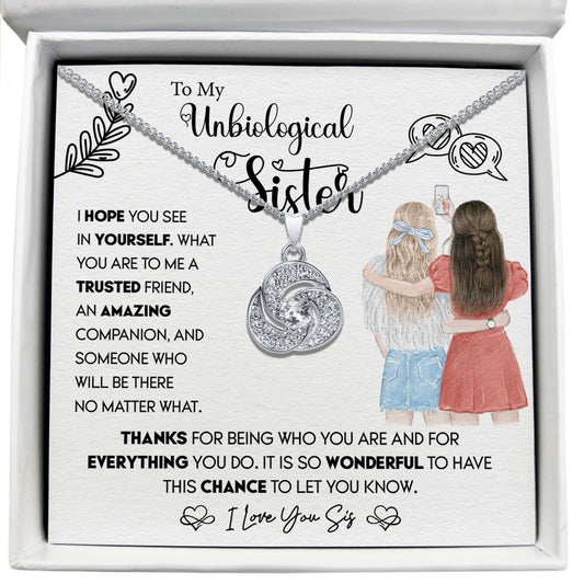 To My Unbiological Sister - I Love You Sis - Tryndi Love Knot Necklace Elsy Style Necklaces