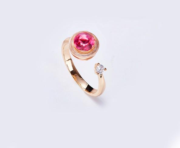 Twisted Pink Austrian Elements Circular Halo Adjustable Ring ITALY Design Elsy Style Rings