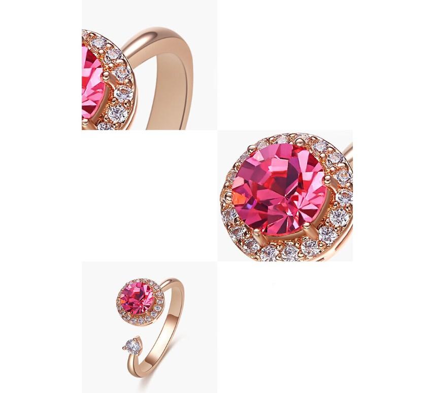 Twisted Pink Austrian Elements Circular Halo Adjustable Ring ITALY Design Elsy Style Rings