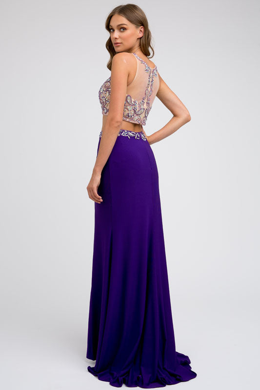 Two Piece Bead Embellished Top Long Evening & Prom Dress JT595 Elsy Style Prom Dress