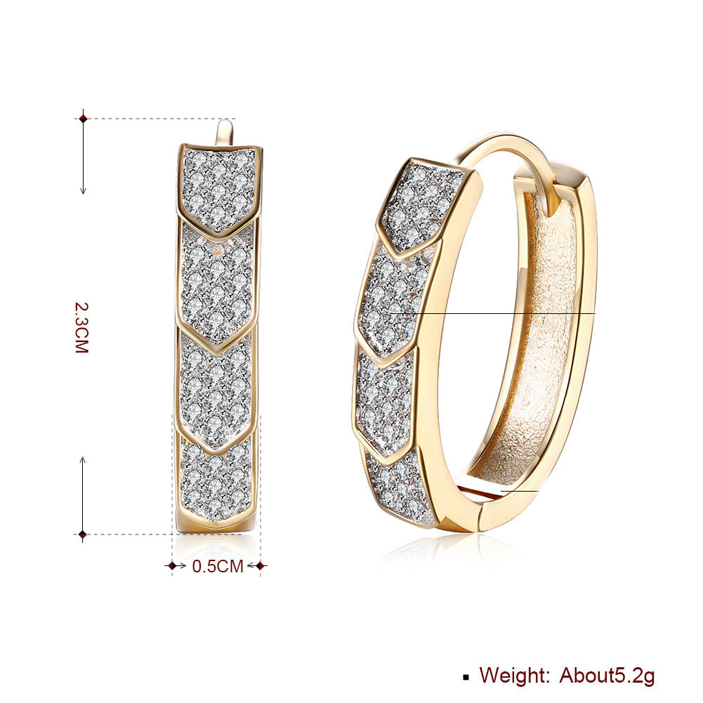 V Cut Pave Connecting Huggie Earring in 18K Gold Plated Elsy Style Earring