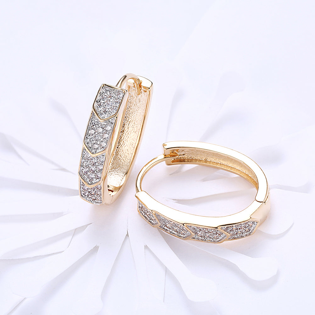 V Cut Pave Connecting Huggie Earring in 18K Gold Plated Elsy Style Earring