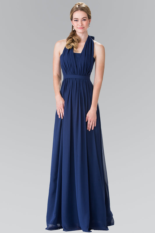 V-Neck Halter Chiffon Long Dress GLGL2362 Elsy Style PROM