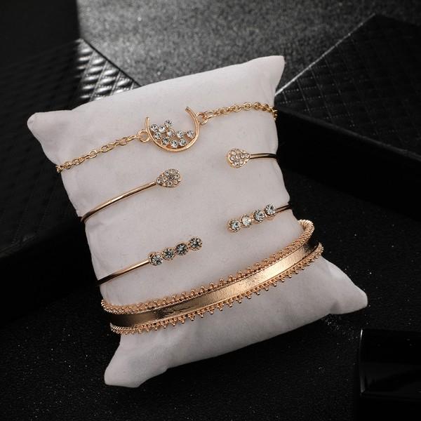 White Crystal Celestial 4 PC Bangle Set in 14K Gold Elsy Style Bracelet