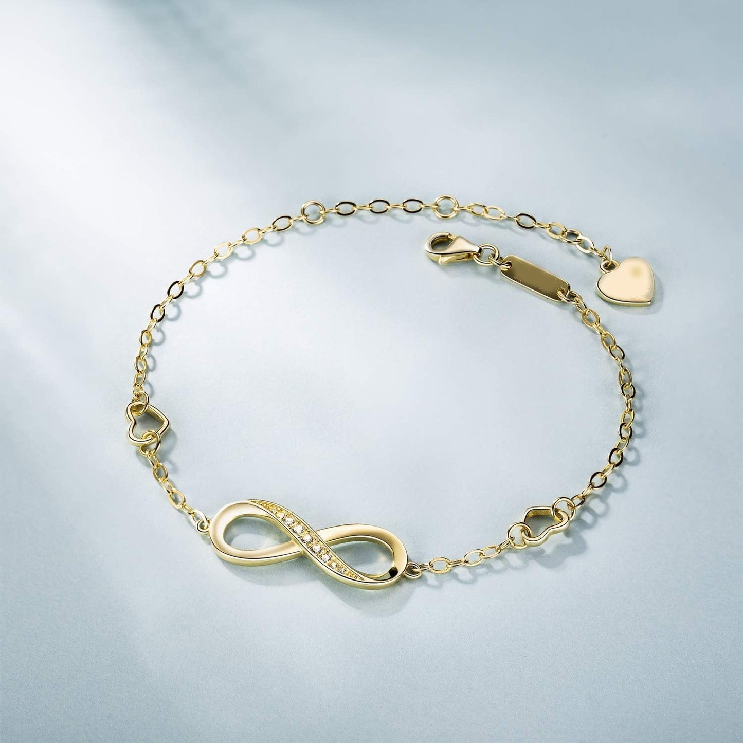 White  Elements Infinite Pendant Chain Bracelet in 14K Gold Plating Elsy Style Bracelet