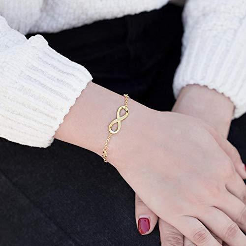 White  Elements Infinite Pendant Chain Bracelet in 14K Gold Plating Elsy Style Bracelet