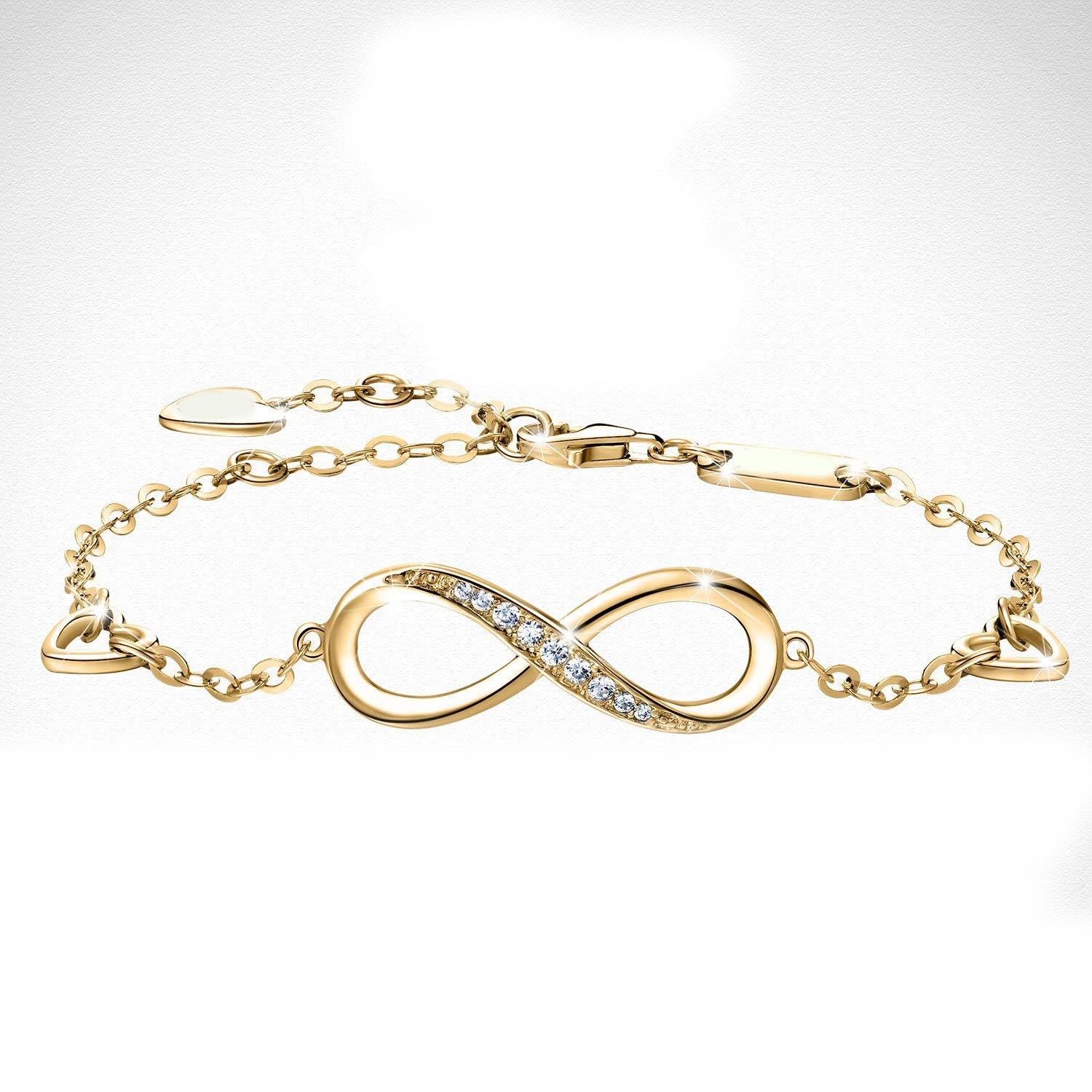 White  Elements Infinite Pendant Chain Bracelet in 14K Gold Plating Elsy Style Bracelet