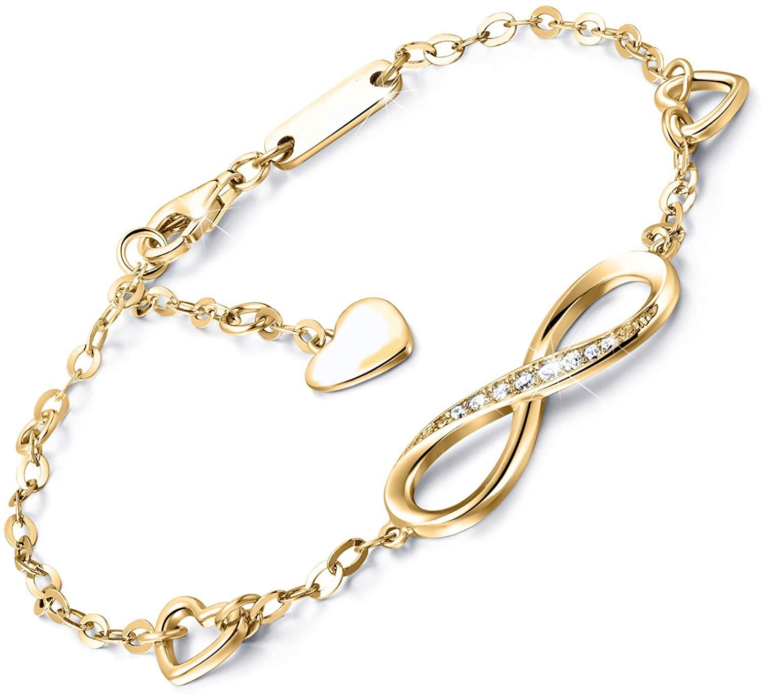 White  Elements Infinite Pendant Chain Bracelet in 14K Gold Plating Elsy Style Bracelet